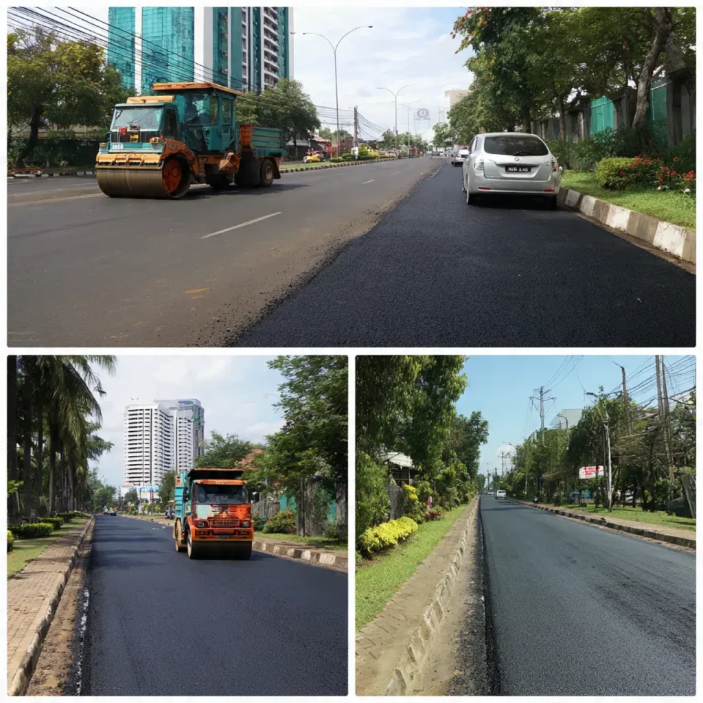 Pekerjaan Pengaspalan di Jakarta Timur