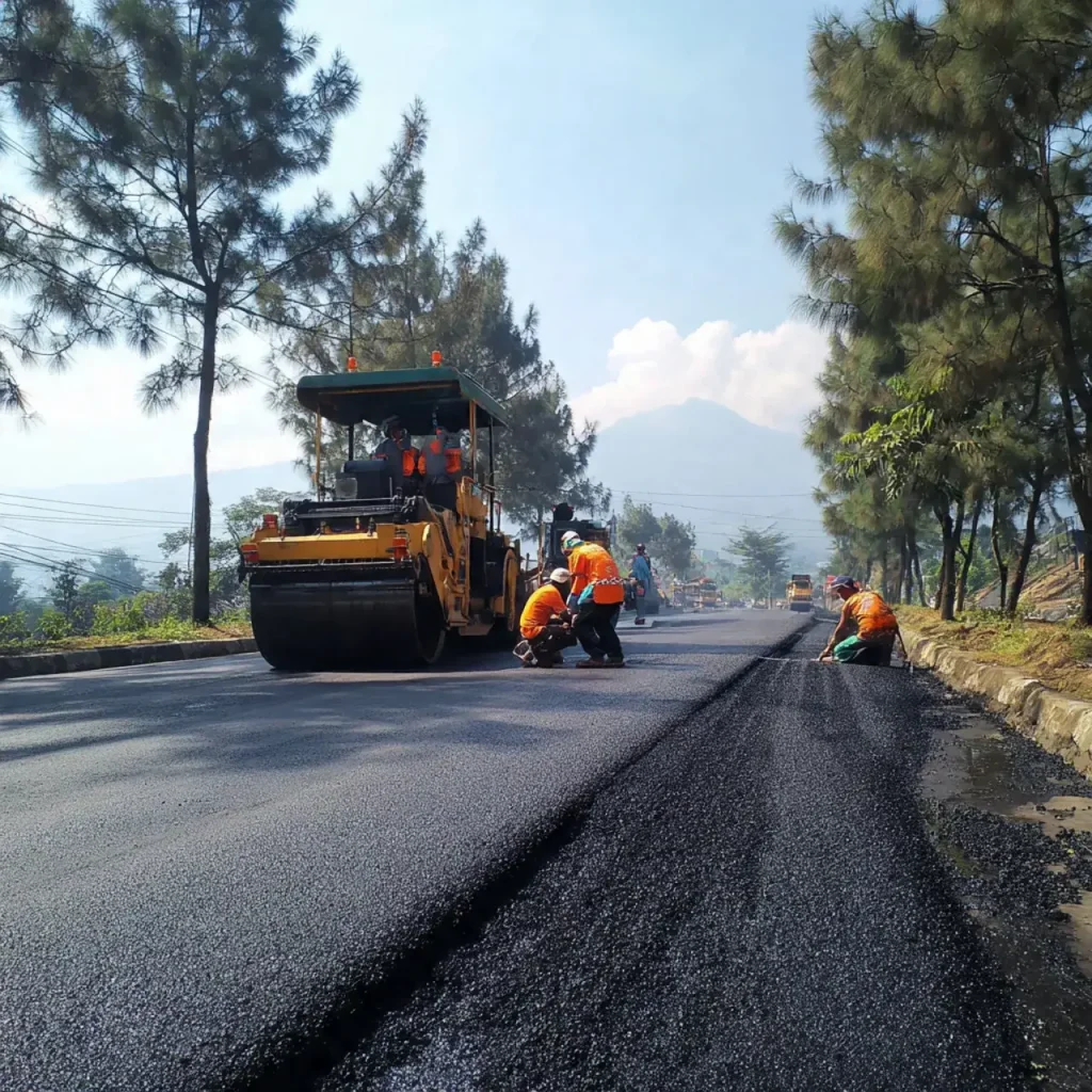 Proyek Pengaspalan di Jakarta Utara